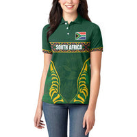 Custom South Africa Rugby Women Polo Shirt Springboks Spirit and King Protea