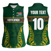 Custom South Africa Rugby Women Sleeveless Polo Shirt Springboks Spirit and King Protea
