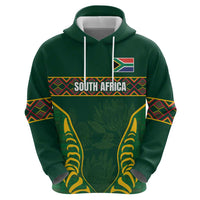 Custom South Africa Rugby Zip Hoodie Springboks Spirit and King Protea