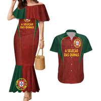 Custom Portugal Football Couples Matching Mermaid Dress and Hawaiian Shirt A Selecao das Quinas