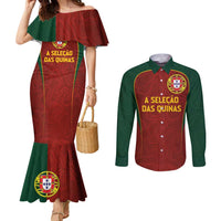 Custom Portugal Football Couples Matching Mermaid Dress and Long Sleeve Button Shirt A Selecao das Quinas