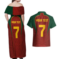 Custom Portugal Football Couples Matching Off Shoulder Maxi Dress and Hawaiian Shirt A Selecao das Quinas