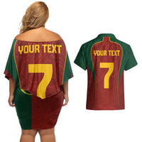 Custom Portugal Football Couples Matching Off Shoulder Short Dress and Hawaiian Shirt A Selecao das Quinas