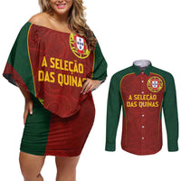 Custom Portugal Football Couples Matching Off Shoulder Short Dress and Long Sleeve Button Shirt A Selecao das Quinas