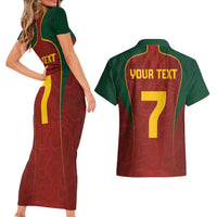 Custom Portugal Football Couples Matching Short Sleeve Bodycon Dress and Hawaiian Shirt A Selecao das Quinas