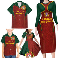 Custom Portugal Football Family Matching Long Sleeve Bodycon Dress and Hawaiian Shirt A Selecao das Quinas