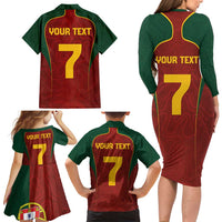 Custom Portugal Football Family Matching Long Sleeve Bodycon Dress and Hawaiian Shirt A Selecao das Quinas