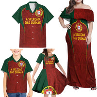 Custom Portugal Football Family Matching Off Shoulder Maxi Dress and Hawaiian Shirt A Selecao das Quinas