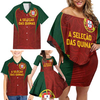 Custom Portugal Football Family Matching Off Shoulder Short Dress and Hawaiian Shirt A Selecao das Quinas