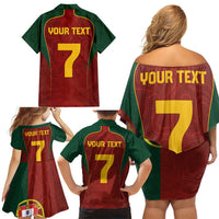 Custom Portugal Football Family Matching Off Shoulder Short Dress and Hawaiian Shirt A Selecao das Quinas