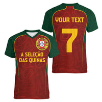 Custom Portugal Football Women V-Neck T-Shirt A Selecao das Quinas