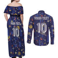 Custom Netherlands Football Couples Matching Off Shoulder Maxi Dress and Long Sleeve Button Shirt Starry Night Style