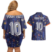 Custom Netherlands Football Couples Matching Off Shoulder Short Dress and Hawaiian Shirt Starry Night Style