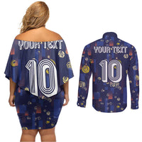 Custom Netherlands Football Couples Matching Off Shoulder Short Dress and Long Sleeve Button Shirt Starry Night Style