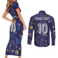 Custom Netherlands Football Couples Matching Short Sleeve Bodycon Dress and Long Sleeve Button Shirt Starry Night Style