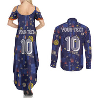 Custom Netherlands Football Couples Matching Summer Maxi Dress and Long Sleeve Button Shirt Starry Night Style