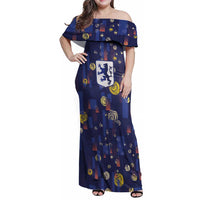 Custom Netherlands Football Family Matching Off Shoulder Maxi Dress and Hawaiian Shirt Starry Night Style