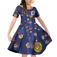 Custom Netherlands Football Family Matching Off Shoulder Short Dress and Hawaiian Shirt Starry Night Style
