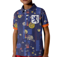 Custom Netherlands Football Kid Polo Shirt Starry Night Style