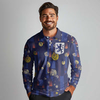Custom Netherlands Football Long Sleeve Polo Shirt Starry Night Style