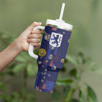 Custom Netherlands Football Tumbler With Handle Starry Night Style