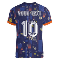 Custom Netherlands Football Women V-Neck T-Shirt Starry Night Style