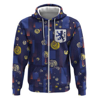 Custom Netherlands Football Zip Hoodie Starry Night Style