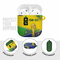 Personalized Brasil Rumo ao Hexa 26 AirPods Case World Trophy Gold Tropical Plants Carnival Style