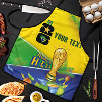Personalized Brasil Rumo ao Hexa 26 Apron World Trophy Gold Tropical Plants Carnival Style