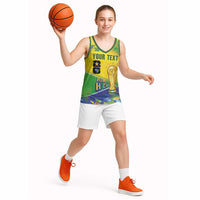 Personalized Brasil Rumo ao Hexa 26 Basketball Jersey World Trophy Gold Tropical Plants Carnival Style