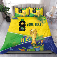 Personalized Brasil Rumo ao Hexa 26 Bedding Set World Trophy Gold Tropical Plants Carnival Style