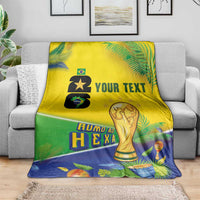 Personalized Brasil Rumo ao Hexa 26 Blanket World Trophy Gold Tropical Plants Carnival Style