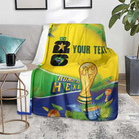 Personalized Brasil Rumo ao Hexa 26 Blanket World Trophy Gold Tropical Plants Carnival Style