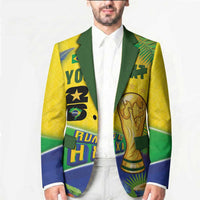 Personalized Brasil Rumo ao Hexa 26 Blazer World Trophy Gold Tropical Plants Carnival Style