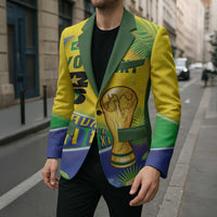 Personalized Brasil Rumo ao Hexa 26 Blazer World Trophy Gold Tropical Plants Carnival Style
