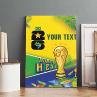 Personalized Brasil Rumo ao Hexa 26 Canvas Wall Art World Trophy Gold Tropical Plants Carnival Style