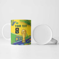 Personalized Brasil Rumo ao Hexa 26 Ceramic Mug World Trophy Gold Tropical Plants Carnival Style