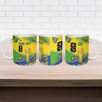 Personalized Brasil Rumo ao Hexa 26 Ceramic Mug World Trophy Gold Tropical Plants Carnival Style