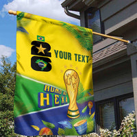 Personalized Brasil Rumo ao Hexa 26 Garden Flag World Trophy Gold Tropical Plants Carnival Style