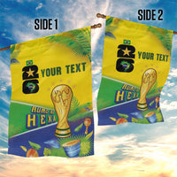 Personalized Brasil Rumo ao Hexa 26 Garden Flag World Trophy Gold Tropical Plants Carnival Style