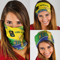 Personalized Brasil Rumo ao Hexa 26 Neck Gaiter World Trophy Gold Tropical Plants Carnival Style