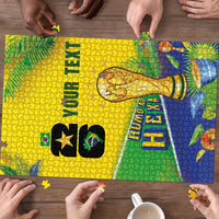 Personalized Brasil Rumo ao Hexa 26 Puzzle World Trophy Gold Tropical Plants Carnival Style