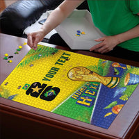 Personalized Brasil Rumo ao Hexa 26 Puzzle World Trophy Gold Tropical Plants Carnival Style