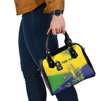 Personalized Brasil Rumo ao Hexa 26 Shoulder Handbag World Trophy Gold Tropical Plants Carnival Style