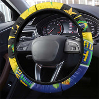 Brasil Rumo ao Hexa 26 Steering Wheel Cover World Trophy Gold Tropical Plants Carnival Style