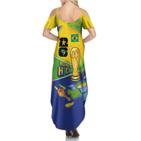 Personalized Brasil Rumo ao Hexa 26 Summer Maxi Dress World Trophy Gold Tropical Plants Carnival Style