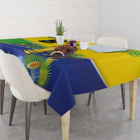 Personalized Brasil Rumo ao Hexa 26 Tablecloth World Trophy Gold Tropical Plants Carnival Style