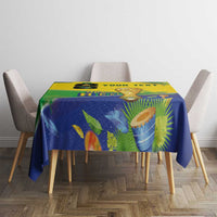 Personalized Brasil Rumo ao Hexa 26 Tablecloth World Trophy Gold Tropical Plants Carnival Style