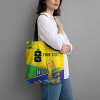 Personalized Brasil Rumo ao Hexa 26 Tote Bag World Trophy Gold Tropical Plants Carnival Style