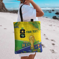 Personalized Brasil Rumo ao Hexa 26 Tote Bag World Trophy Gold Tropical Plants Carnival Style